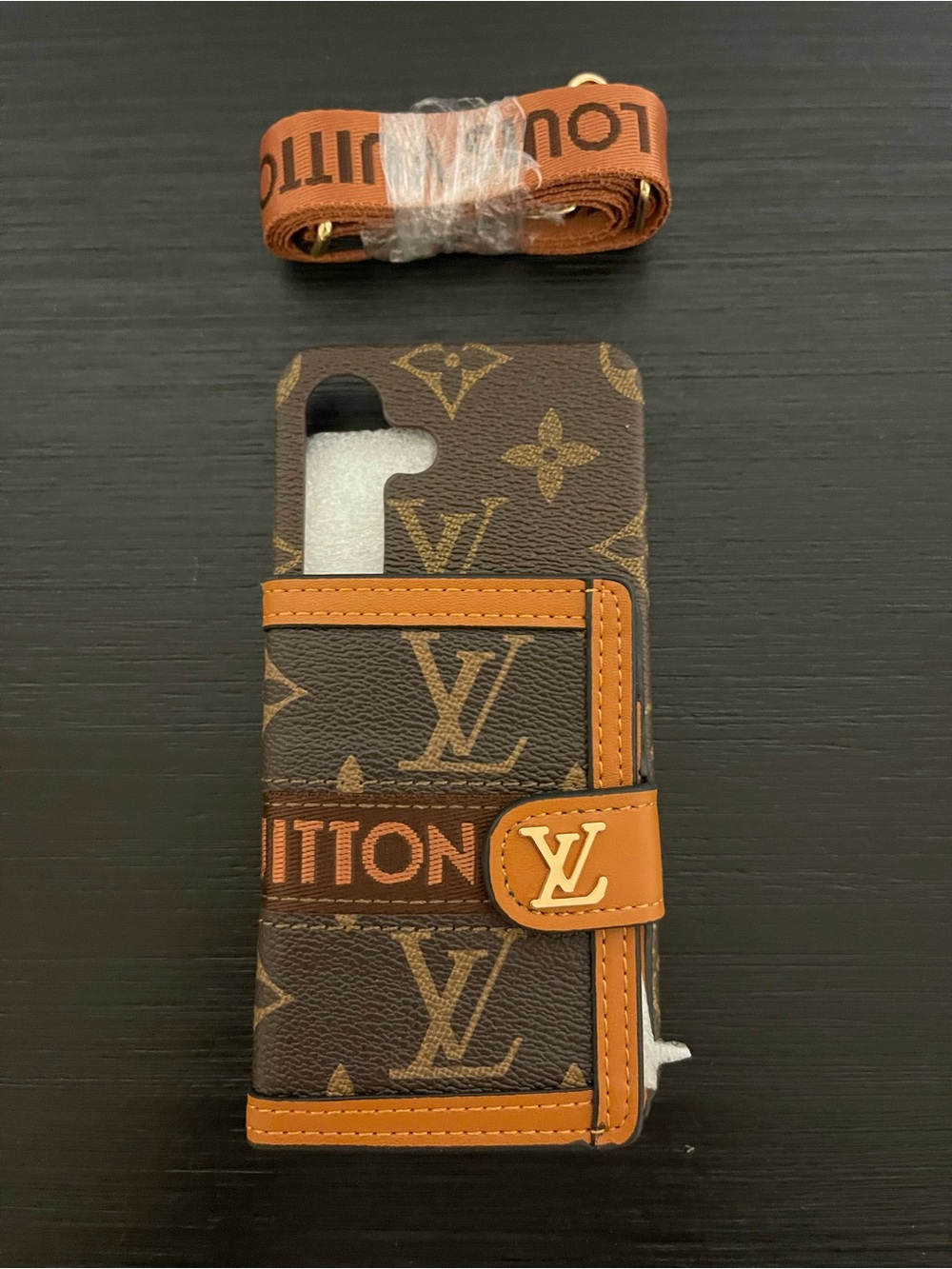 Samsung s25 - brown, crossbody wallet Phone case with card holder and strap